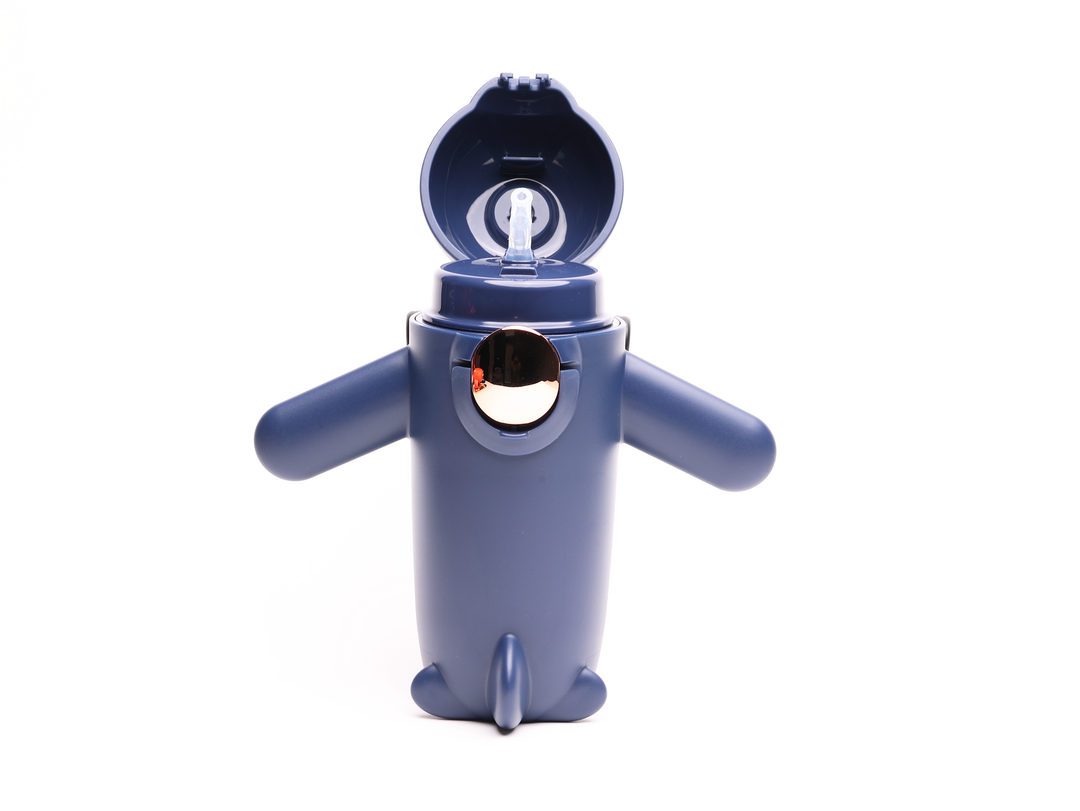 Blue Airplane Vacuum Straw Bottle