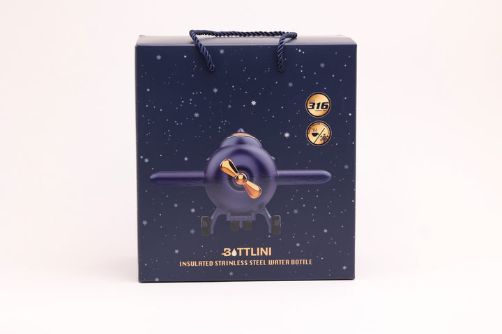 Blue Airplane Vacuum Straw Bottle